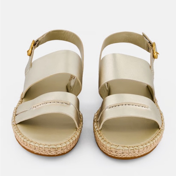 Women's Cole Haan Cloudfeel Espadrille, Soft Gold Leather. W15883 NWOB 7B - Picture 3 of 5